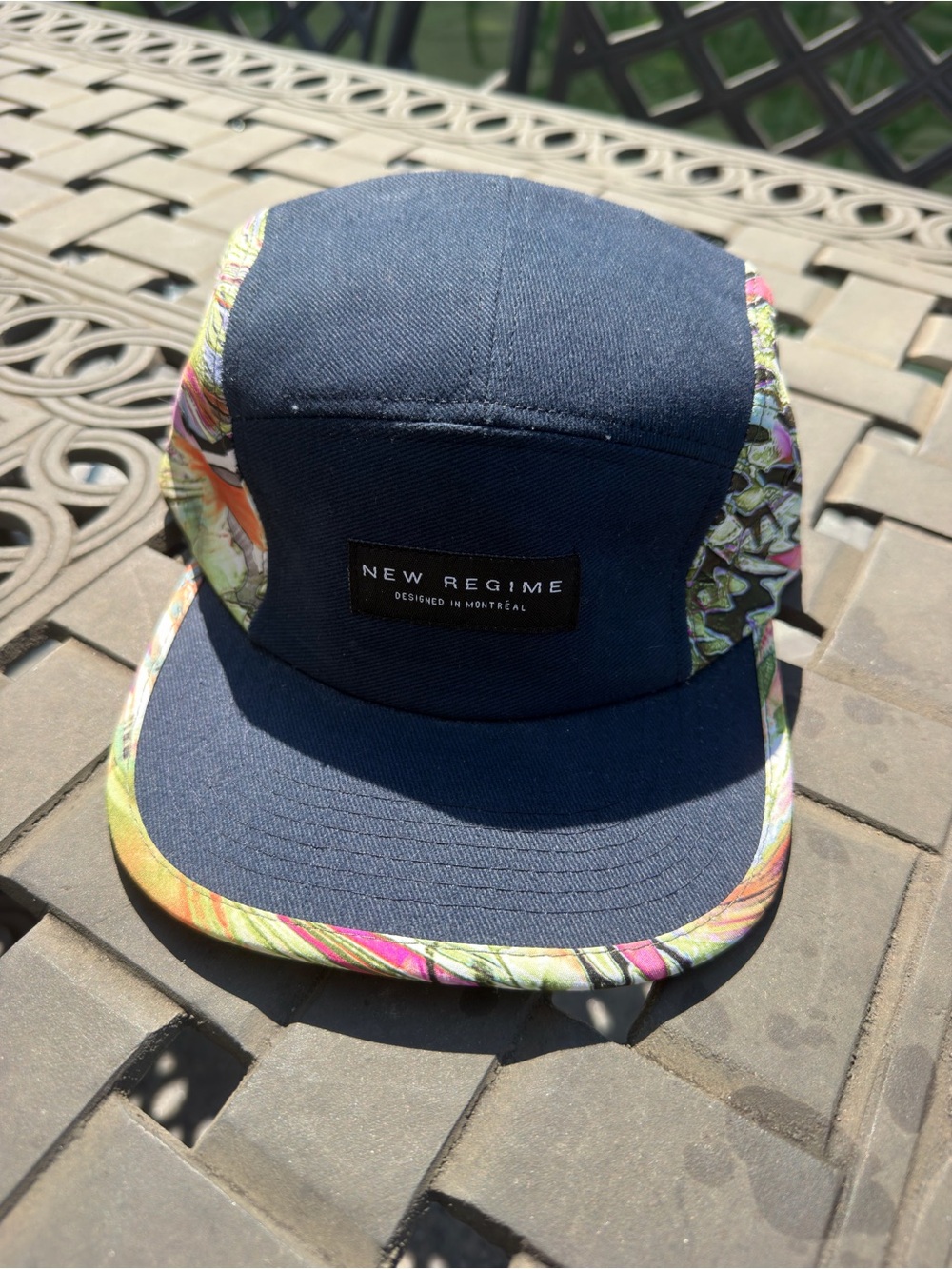 Atelier New Regime Navy Floral Brim 5-Panel Cap